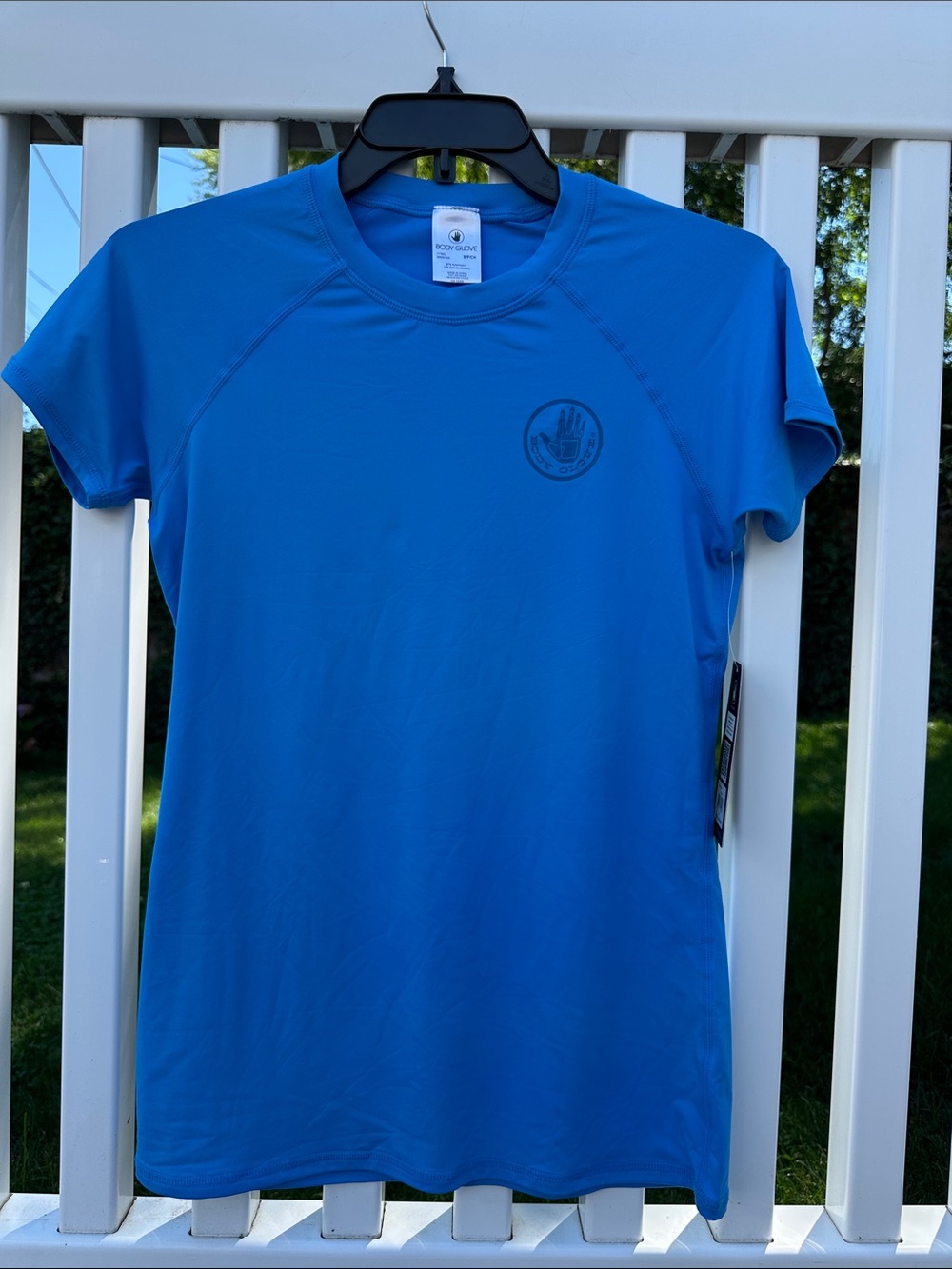Body Glove Women's Bright Blue Swim Coverup Rashguard Tee Short-Sleeve UPF 50